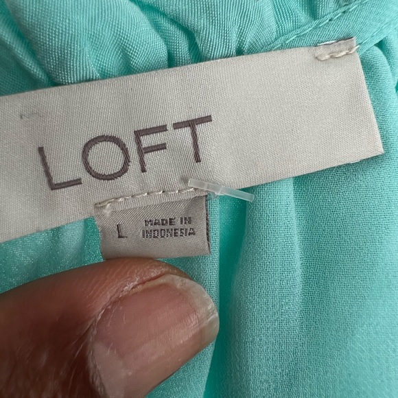 Ann Taylor Loft teal mint green tiered summer sleeveless dress size L - Picture 12 of 12